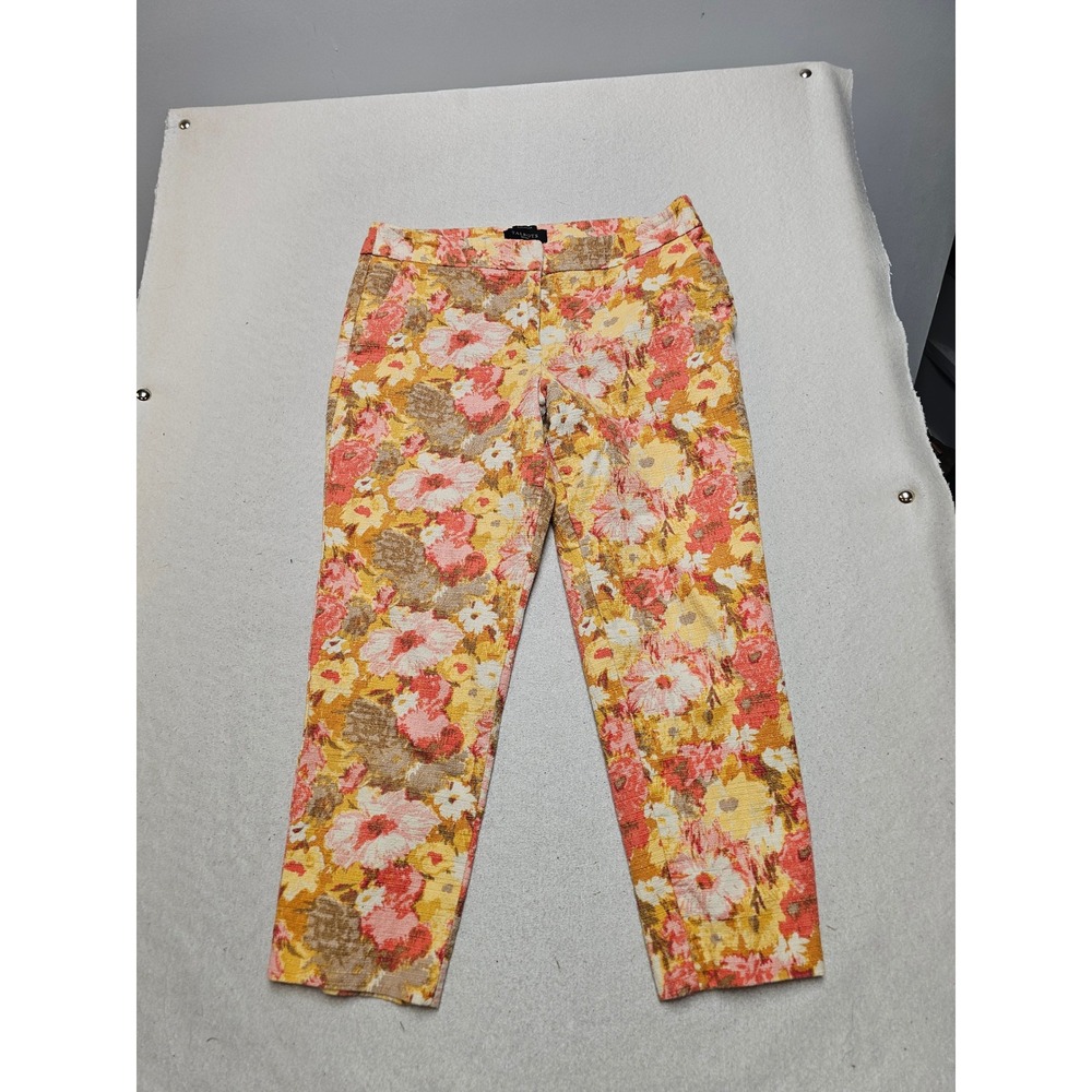 Talbots Signature Petites Floral Ankle Pants Yellow Orange Pink Size 12P